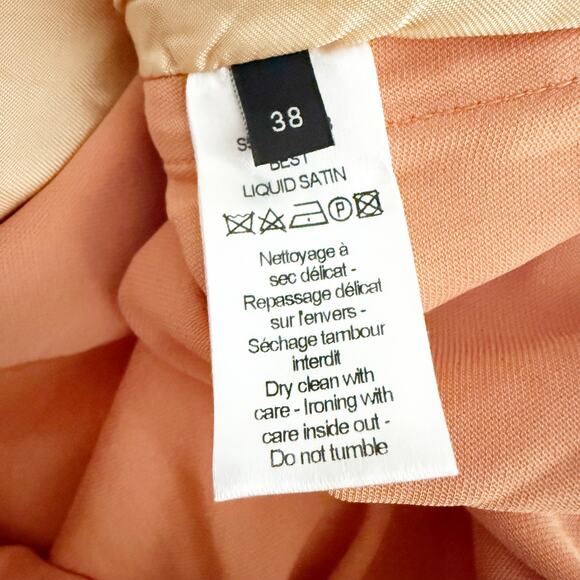 JOSEPH | Luxury Satin Bomber Jacket Coral Peach Butterfly Appliqué | 38, Medium - Picture 10 of 13